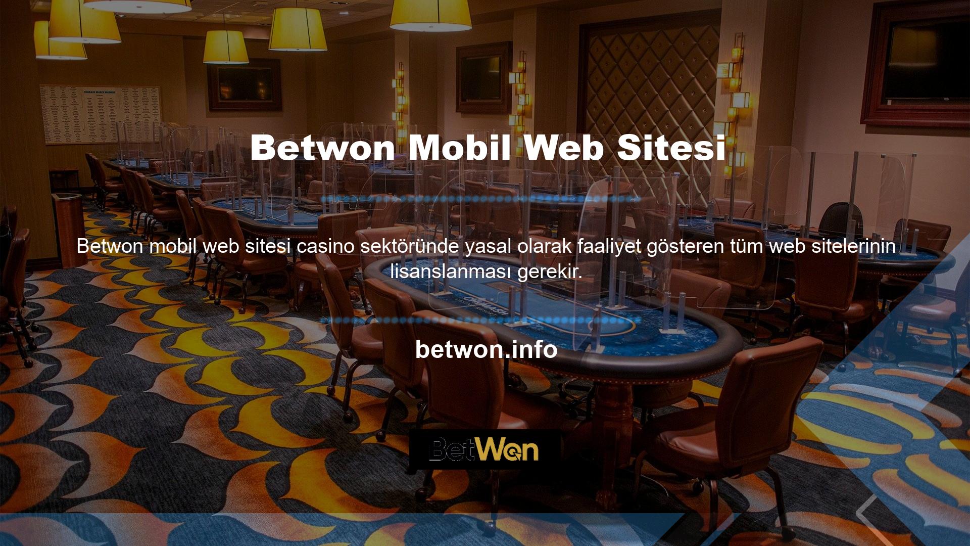 Betwon, lisanslı çevrimiçi casino sitelerinin üyelerine hizmet vermektedir